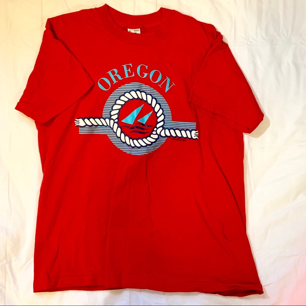 VINTAGE single stitch t-shirt Oregon sailboat 1988